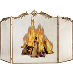 a fire place with flames burning in it