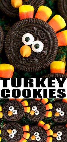 the turkey cookies are made with oreos and candy