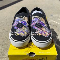 New, Never Used Comes In Original Box Trendy Black Canvas Shoes For Streetwear, Black Slip-on Skate Shoes For Spring, Ed Hardy Shoes, Ed Hardy Eagle, Ed Hardy Car Accessories, Ed Hardy Womens Clothes, Ed Hardy Christian Audigier, Shoes For Girls, Ed Hardy