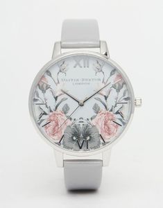 Olivia Burton Enchanted Garden Gray Patent Big Dial Watch White Watch, Enchanted Garden, Cute Jewelry, Cool Watches, Enchanted