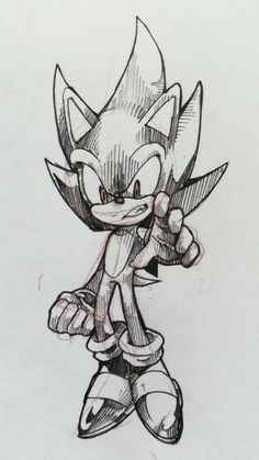 a drawing of sonic the hedgehog from sonic the hedgehog cartoon character, drawn by hand