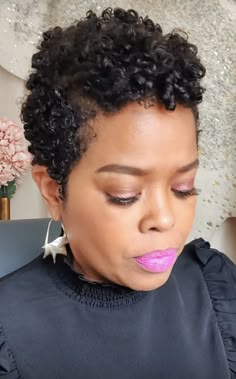 Large Clip On Earrings, Pixie Natural Haircut For Black Women, Natural Curly Pixie Haircut Black Women, Natural Short Cuts For Black Women, Short Natural Hairstyle Women, Natural Short Hair, Curly Pixie Haircut Black Women Natural Hair Short Cuts, Short Natural Hairstyles For Black Women