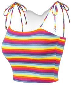 Trendy Striped Crop Top Tank, Trendy Rainbow Sleeveless Top, Trendy Striped Sleeveless Crop Top, Trendy Strappy Tank Top For Summer, Multicolor Fitted Tops With Adjustable Straps, Trendy Strappy Tank Top For Beach, Striped Sleeveless Top With Adjustable Straps, Summer Striped Tops With Tank Straps, Striped Sleeveless Crop Top For Beach