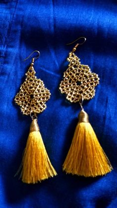 Beaded Swarovski rivoli flower earrings - Switch on the Sunshine- Soft tassels adorned to the ends giving the earrings a sophisticated look Free shipping  Happy Shopping Elegant Beaded Earrings With Tassels As Gift, Elegant Gift Beaded Earrings With Tassels, Elegant Beaded Earrings With Tassels For Gift, Elegant Handmade Tassel Earrings For Festive Occasions, Gold Beaded Dangle Earrings With Tassels, Gold Beaded Chandelier Earrings For Gift, Yellow Latkans Earrings For Party, Yellow Latkan Earrings For Party, Handmade Gold Tassel Earrings For Party