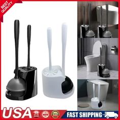 three different types of toilet brush holders