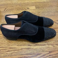 Christian Louboutin In Very Good Condition, Worn Once. Size 45, Us 12 Luxury Black Slip-on Dress Shoes, Luxury Slip-on Dress Shoes For Evening, Luxury Black Dress Shoes For Galas, Designer Black Dress Shoes For Semi-formal Events, Luxury Cap Toe Dress Shoes For Party, Luxury Dress Shoes For Galas, Black Dress Shoes With Leather Sole For Evening, Luxury Black Dress Shoes, Designer Dress Shoes With Round Toe For Evening