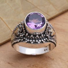 Amethyst Cocktail Ring, Special Occasion Jewelry, Purple Accents, Dragonfly Earrings, Amethyst Color, Balinese, Amethyst Ring, Cocktail Ring, Silver Diamonds