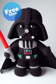 a crocheted darth vader doll with a free idea