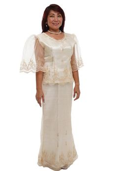 Classic Details, 100% Authentic Fabric, Handcrafted by Filipino Barong Weavers, Super High Quality  & Affordable  This is the ultimate Filipiniana named after Mary. This is popular for weddings, parties and events. Any Filipina woman would love this Filipiniana dress and you can easily partner this style with any of our barong Tagalogs. Made from 100% Fabric Premium Quality Guarantee: BarongWorld is a quality seller of Barong Tagalog, we want you to get a good quality, 100% brand new, and good experience with our products. This is why we HANDMADE Love your products in detail to ensure that you are satisfied. Sending us your measurements: Please measure yourself in inches using a tape measure and message it to us. AFTER PLACING THE ORDER. REQUIRED: DUE DATE, HEIGHT, SHOULDER, CHEST, SLEEVE Traditional Beige Lace Dress, Elegant Festive Organza Wedding Dress, Lace Mother Of The Bride Dress For Ceremony, Champagne Fitted Organza Dress, Fitted Champagne Organza Dress, Traditional Cream Gown For Party, Elegant Festive Gown For Ceremonies, Fitted Organza Mother Of The Bride Dress, Festive Fitted Lace Mother Of The Bride Dress