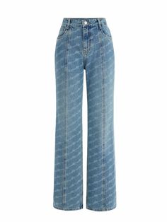 MO&Co. Women's Seam Details Monogram Jeans Features : - Mid-rise, straight leg- Allover "MC" monogram print design- Seam detail along the front- Slightly ripped hem details Code: MBC2JEN022The back length of size M(27) is 107cmMATERIALS & CARE Material: 100% CottonOur sizes might be a little different from US/EU sizes. Please check the size chart and choose your size based on your body measurement and preferred style.REMINDER: All items are measured manually. Please note that it's reasonable tha Casual Straight Leg Jeans With Logo Print, Casual Denim Bottoms With Logo Print, Mc Monogram, Body Measurement, Monogram Prints, Jeans For Women, Body Measurements, Straight Leg Jeans, Leg Jeans