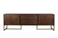 the sideboard is made out of wood and has two brass handles on each side