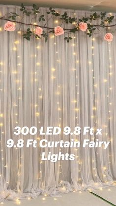 the curtains are covered with fairy lights and greenery for an easy diy project