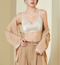 2024 New In! French Style Women Silk Bra with Lace Trim Made of 19momme stretch silk charmeuse, super comfy and sexy. #awulooksilk#awulook#silkbra Elegant Loungewear Camisole, Bra-friendly, Luxury Silk Women's Intimates, Elegant Sleepwear Camisole With Built-in Bra, French Style Women, Feminine Silk Camisole With Built-in Bra, Silk Camisole With Built-in Bra, Silk Bra, Bra Lace, Luxury Silk