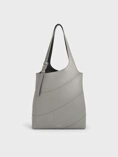 Grey Trin Tote Bag | CHARLES & KEITH Charles Keith, Grey Green, Christmas 2024, Green Bag, Green And Grey, Light Grey, To Start, Pouch, Exterior