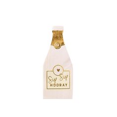 a white bottle with gold foil on the top and label that says sippy hooray