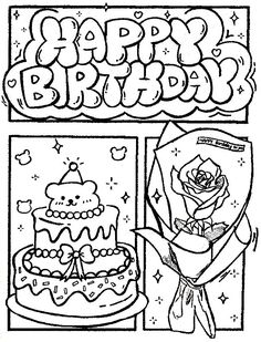 Drawings For Mom Birthday, Fnaf Food, Hippie Coloring Pages, Colouring Sheets For Kids, School Drawings, Happy Birthday Drawings, Happy Birthday Coloring Pages, Hello Kitty Colouring Pages, Birthday Coloring Pages