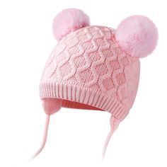 PRICES MAY VARY. ✔️【Keep Warm & Windproof】This adorable baby boy winter hat comes with two ear flap designs on both sides, which can cover your child's head and ears well. Baby hat can make your child get all-around warmth. The newborn hats also has two ties at the chin that can be tied together to hold the hat in place better. There are also two pom-poms on the top of the baby beanie which makes the hat look even more fun and lively! 📐【Product Size】This toddler winter hat fits for 6-24 months Pink Acrylic Winter Hats, Infant Winter Hats, Pink Soft Knit Beanie For Cold Weather, Baby Girl Winter Hat, Baby Boy Winter Hats, Knitted Baby Beanies, Baby Girl Beanies, Baby Beanie Hat, Newborn Hats