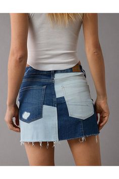 Our softest, stretchiest, never-loses-its-shape denim/Super soft inside and out, comfortable and lightweight/Patchwork design/Front & back pockets/This skirt is Real Good: Made with the planet in mind & a promise to continue to do better. Casual Fitted Patchwork Skirt, Casual Fitted Denim Skirt In Recycled Denim, Trendy Patchwork Cutoff Bottoms, Fitted Medium Wash Bottoms With Patchwork, Fitted Denim Bottoms With Patchwork, High Waist Blue Denim Skirt With Patchwork, Casual Cotton Mini Skirt With Patchwork, Fitted Medium Wash Skirt With Patchwork, Fitted Dark Wash Patchwork Bottoms