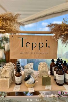 several bottles of soap and lotion on display