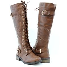 Quality Made Faux Leather Upper, Lace-Up Detail With Side Adjustable Golden Buckle, Stylish And Light Weight About 2.2lb Per Pair Net Weight Lace Up Riding Boots, Forever Link Shoes, Knee High Combat Boots, Converse Outfits, Brown Combat Boots, Military Combat Boots, Style Converse, Brown Knee High Boots, Brown Riding Boots