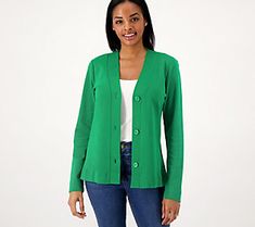 Sport this cute button-front cardigan with your favorite pants (yes, even leggings!) to create comfy outfits that are also oh-so-chic. From Isaac Mizrahi Live!TM. Button Front Cardigan, Isaac Mizrahi, Sweater Fashion, Comfy Outfits, Sweaters & Cardigans, To Create, Leggings, Pants, Trousers