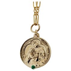 Emerald set in Silver Prong on a Virgin Mother Mary Medal Round Coin Pendant in Bronze with a Gold Filled Chain Necklace J Dauphin The Chain is 23' long but can be made shorter or longer on request. Symbols or medals can become a powerful tool in our arsenal for the spiritual. Since ancient times spiritual pendants, religious medals has been used to protect us. During challenging times, such as today, humanity must come together as a collective of mind and soul through a shared action of love an Emerald Set, Chunky Chain Necklace, Chunky Chain Necklaces, Challenging Times, Mother Mary, How To Make Shorts, Coin Pendant, Ancient Times, Gold Filled Chain