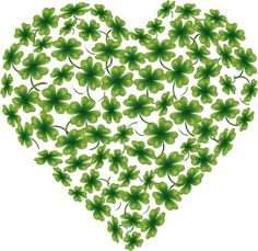 a heart shape made up of shamrock leaves