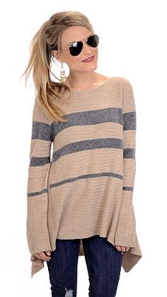 Gather Round Sweater :: NEW ARRIVALS :: The Blue Door Boutique Cozy Striped Sweater For Layering, Winter Layering Sweater With Striped Sleeves, Winter Sweater With Striped Sleeves For Layering, Boutique Ideas, Gather Round, Thermal Sweater, Hipster Man, Blue Door, Fall Style