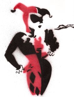 a drawing of a woman in black and red