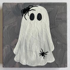 a painting of a ghost with two eyes and a spider on it's back