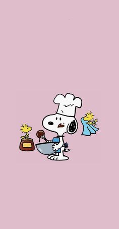 a cartoon character with a chef's hat on holding a pan in his hand