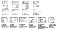 the floor plan for a bathroom with different areas