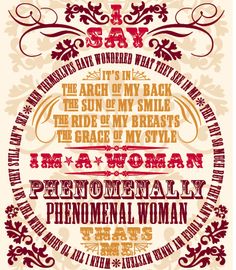 two posters with different types of women's names and words in red, yellow and white