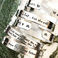 "Customize your metal cuff by Adding your favorite inspirational quote or name to this beautiful bracelet to make it your very own. These are hand stamped and not engraved ( mine will have an organic charm to them & are one of a kind as no two will be alike ). This piece is created by you, and will have great meaning as you were involved in every aspect of your bracelet's composition. (The price for this listing is for ONE bracelet.) I offer several customization options below. If you see a Silver Bracelets For Best Friend Gift On Mother's Day, Customizable Inspirational Jewelry For Friendship, Customizable Meaningful Friendship Jewelry, Personalized Inspirational Friendship Bracelets, Inspirational Personalized Bracelets For Friendship, Inspirational Personalized Friendship Bracelets, Sterling Silver Bracelet For Best Friend, Inspirational Hand Stamped Jewelry For Best Friend, Metal Bracelets For Best Friend And Mother's Day