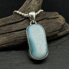 Sterling Silver Blue Agate Druzy Necklace Druzy Necklace, Druzy Agate, Blue Agate