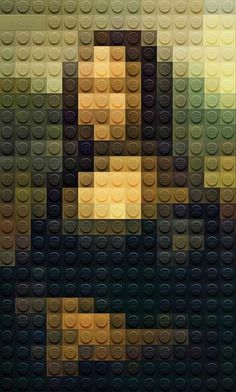 the face of a man made out of legos is shown in yellow and green