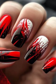 Red French Tips, Red French, Red Nail Designs, Black Nail Designs, Black Nail, Pretty Nail Art, French Tips, Unique Nails