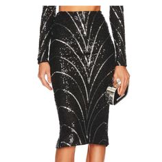 Michael Costello Sequin Skirt Glamorous Cocktail Pencil Skirt, Elegant Metallic Mini Skirt, Elegant Metallic Midi Skirt, Chic Sequined Evening Pencil Skirt, Chic Sequined Pencil Skirt For Evening, Chic Evening Sequined Pencil Skirt, Elegant Sequined Pencil Skirt For Night Out, Elegant Midi Skirt For Party Season, Elegant Holiday Cocktail Skirt