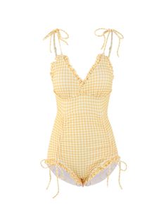 Noemi Gingham One Piece Swimsuits-ntbhshop Spring Gingham One-piece Swimwear, Summer Gingham One-piece Swimwear, One-piece Gingham Swimwear For Summer, Sleeveless Gingham Swimwear For Spring, Fitted Gingham Sleeveless Swimwear, Fitted Sleeveless Gingham Swimwear, Swimwear Sewing Patterns, Swimsuits Outfits, Green Swimsuit