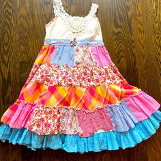 Never Worn Multicolor Summer Sundress For Play, Multicolor Sundress For Summer Play, Cute Multicolor Twirl Dress For Spring, Multicolor Cotton Sundress For Play, Multicolor Ruffle Dress For Dress-up, Multicolor Ruffled Dress For Dress-up, Cute Multicolor Dress For Dress-up, Multicolor Playful Twirl Dress For Play, Playful Multicolor Twirl Dress For Play