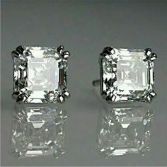 4 Tcw Estate Diamond Earrings, Asscher Cut Diamond Earrings, Ascher Cut, Asscher Cut Diamond, Bride Magazine, Womens Earrings Studs, Asscher Cut, Diamond Stud Earrings, Diamond Stud