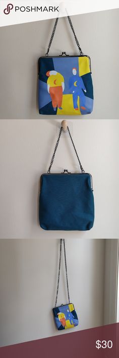 Purse and/or cross body bag Super cute and modern bag Two chains, one long and one short, so works as both purse and cross body bag. Bags Crossbody Bags Everyday Shoulder Clutch With Chain, Elegant Blue Shoulder Bag With Fold Over Clasp, Elegant Blue Bag With Chain Detail, Blue Evening Bag With Chain Detail, Blue Shoulder Bag With Fold Over Clasp, Chic Blue Bag With Chain Detail, Chic Blue Bag With Chain, Chic Blue Chain Bag, Everyday Satchel Evening Bag With Chain Strap