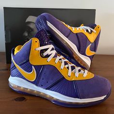 Nike Men’s Lebron 8 Qs Basketball Shoes. Brand New With Original Box, Never Been Worn Before. Size: 10:5 Color: Court Purple / University Gold Bundle And Save. Offers Welcome Purple High-top Basketball Sneakers, Purple High-top Sneakers For Basketball, Purple High-top Basketball Shoes With Air Max Cushioning, Purple Leather Basketball Shoes For Sports, Purple Leather Basketball Shoes With Cushioned Footbed, Nike Purple Leather Basketball Shoes, Shoes Brand, Shoes Nike, Michael Jordan