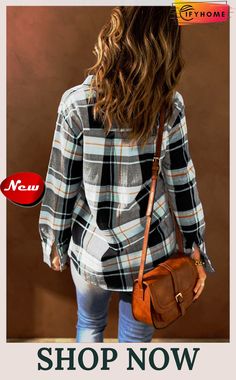 Plaid Print Long Sleeve Button-up Shirt Plaid Button-up Top With Pockets, Plaid Tops With Pockets And Casual Collar, Plaid Top With Pockets And Casual Collar, Plaid Long Sleeve Shirt With Snap Buttons, Plaid Shirt With Snap Buttons And Long Sleeves, Plaid Shirt With Snap Buttons, Casual Fall Shirt With Buttons, Plaid Long-sleeve Top With Button Closure, Plaid Tops With Casual Collar And Button Closure