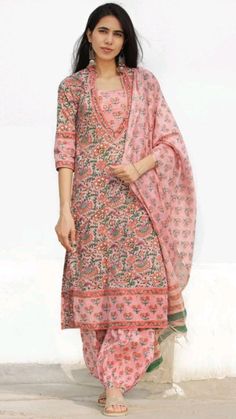 Jaipuri Kurti, Cotton Suit Designs, Cotton Dress Pattern, Salwar Pants, Kameez Designs