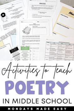 the words activities to teach poetry in high school