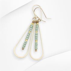 Harley - Gold & Mint Green Earrings Bijou by SAM Light Mint Green, African Turquoise, Jewelry Packaging, Long Earrings, Teardrop Earrings, Mint Green, Gold Filled, Mint, Jewelry Collection