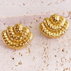 Stainless Steel Earrings Elegant Textured Gold Plated Earrings, Elegant Textured Formal Earrings, Elegant Textured Metal Earrings, Elegant Textured Brass Jewelry, Dog Earrings, Link Earrings, Sparkly Earrings, Steel Earrings, Button Earrings