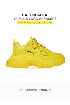 Balenciaga Triple S Logo Sneakers - Sunset Yellow. FREE SHIPPING RETURN & REFUND Sunset Yellow, S Logo, Balenciaga, Outlet