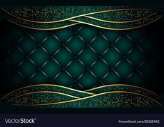 a dark green background with gold lines and dots on the backgroung, it is